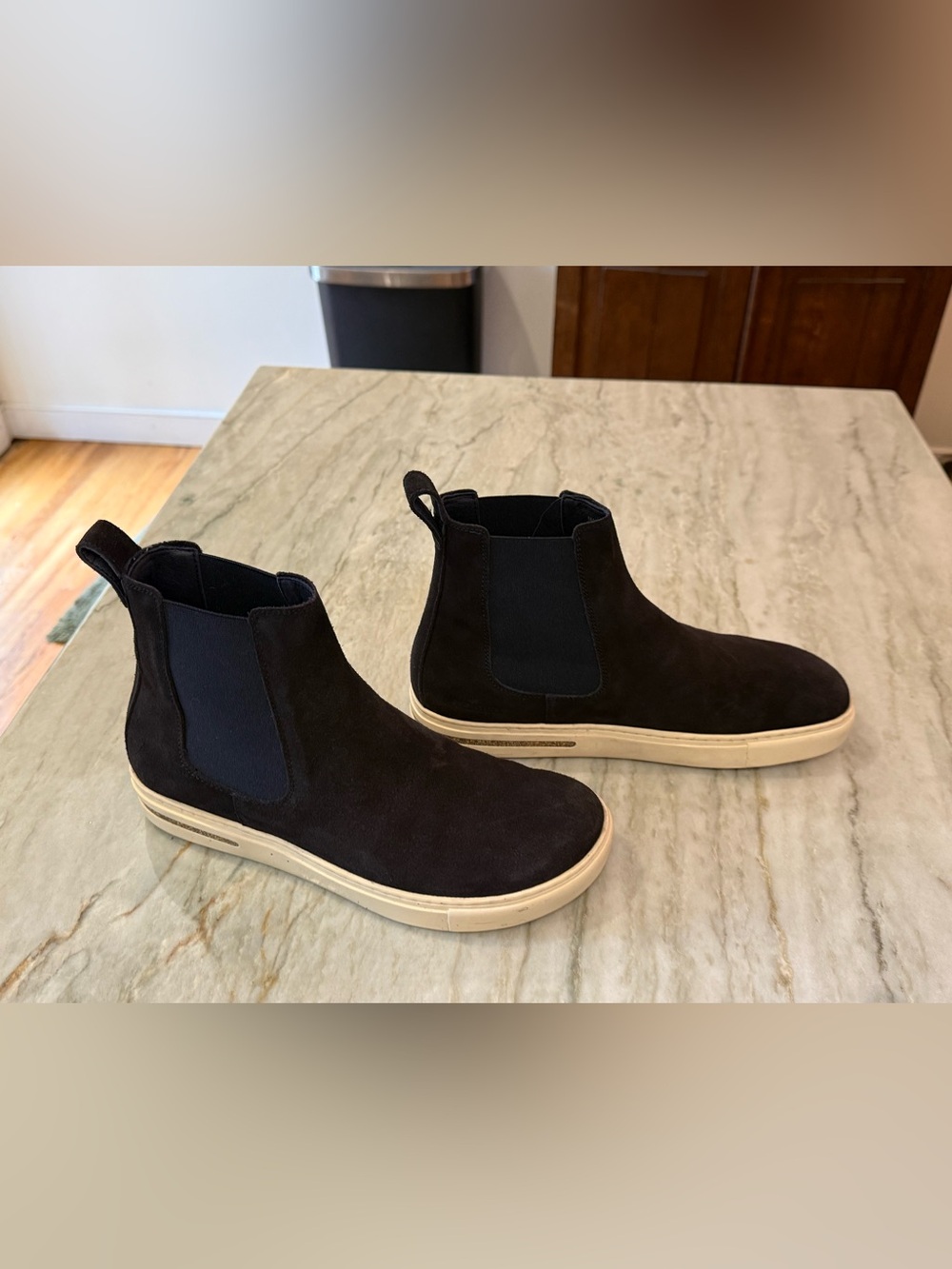 Birkenstock Men/Women NAVY blue Suede Chukka Boots with Cream Sole